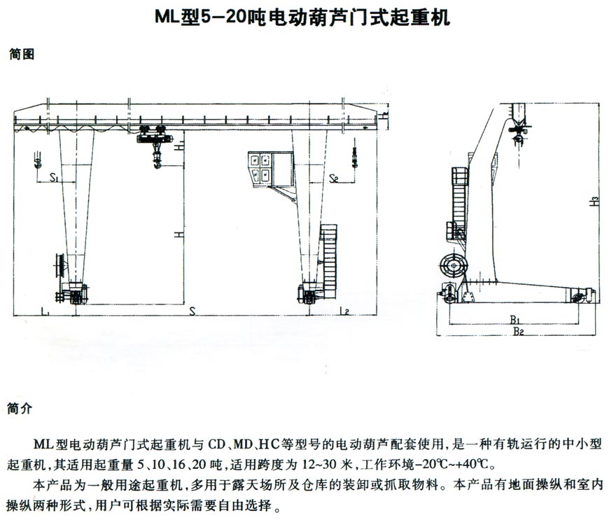 ML electric hoist gantry crane